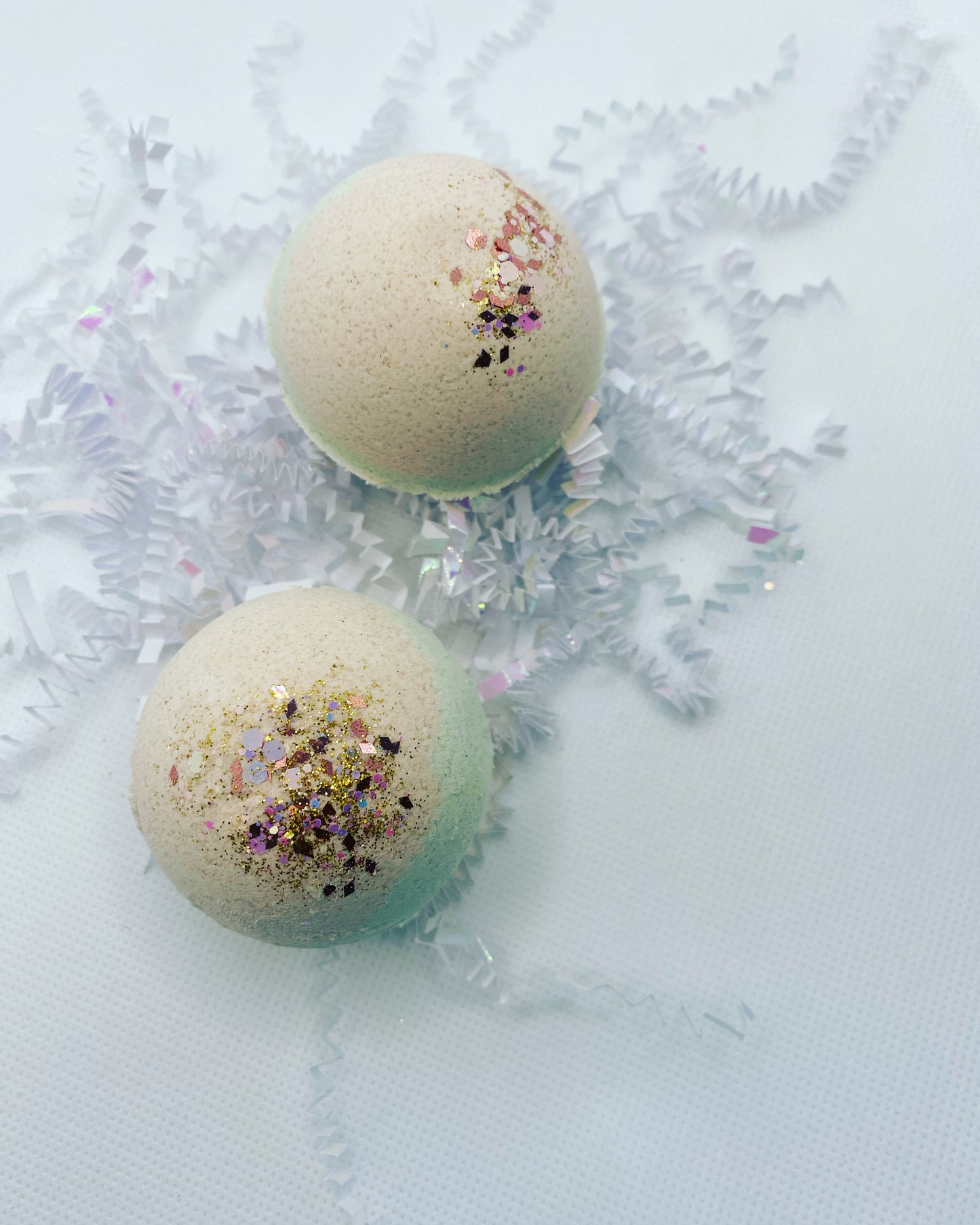 3 Green and Rose Clay Bath Bombs