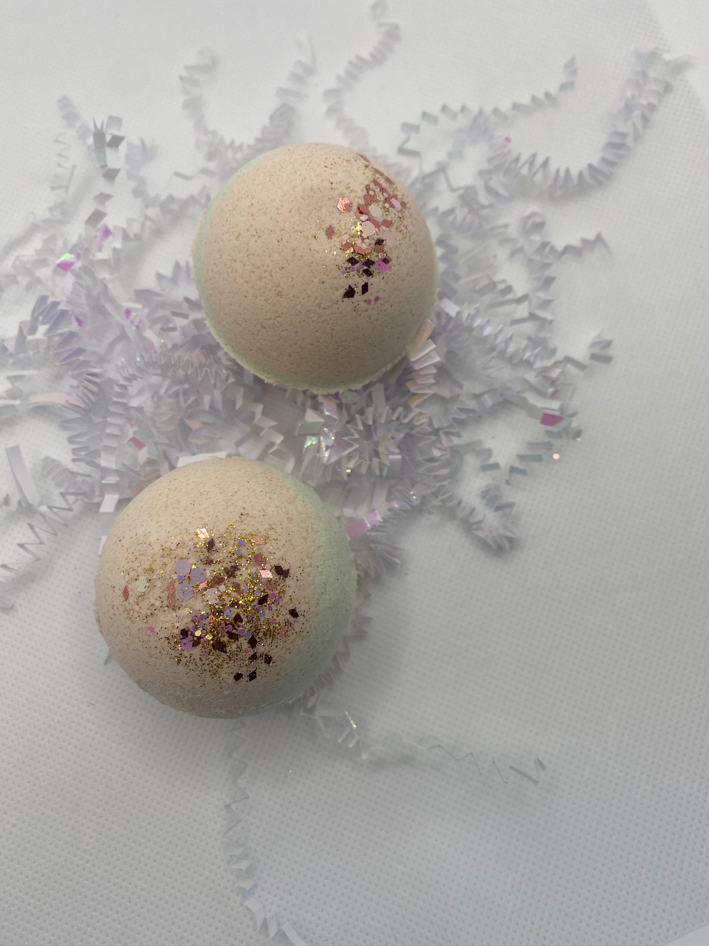 3 Green and Rose Clay Bath Bombs