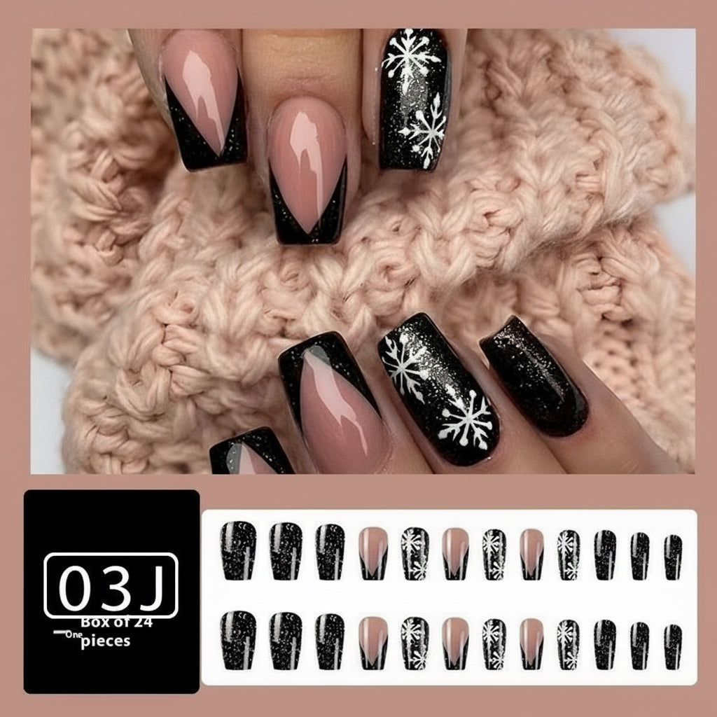 Christmas/Holiday Luxury Nails, 24pc Salon Set | Hand-Designed, Durable, Reusable, Non-Damaging