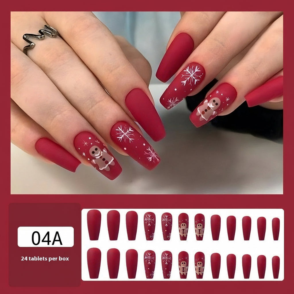 Christmas/Holiday Luxury Nails, 24pc Salon Set | Hand-Designed, Durable, Reusable, Non-Damaging