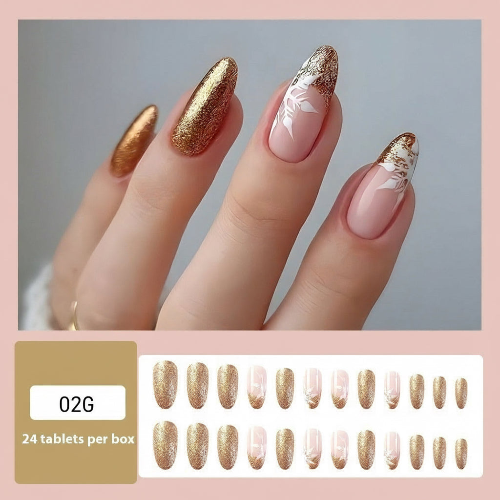 Christmas/Holiday Luxury Nails, 24pc Salon Set | Hand-Designed, Durable, Reusable, Non-Damaging