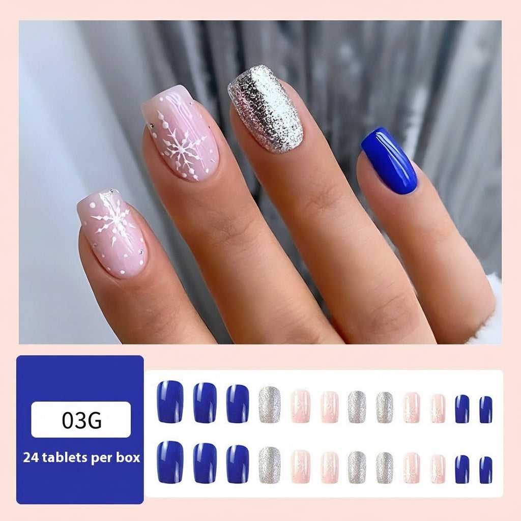 Christmas/Holiday Luxury Nails, 24pc Salon Set | Hand-Designed, Durable, Reusable, Non-Damaging