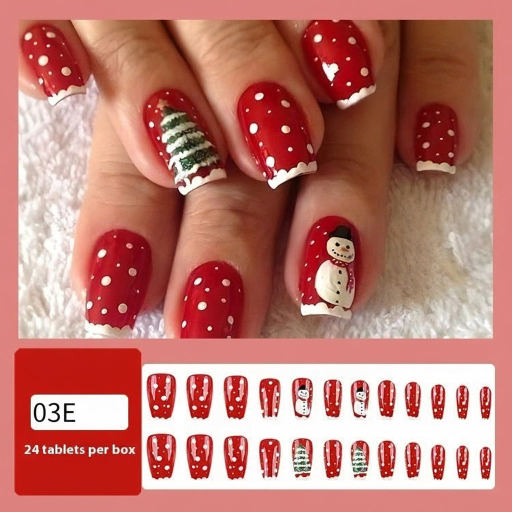 Christmas/Holiday Luxury Nails, 24pc Salon Set | Hand-Designed, Durable, Reusable, Non-Damaging